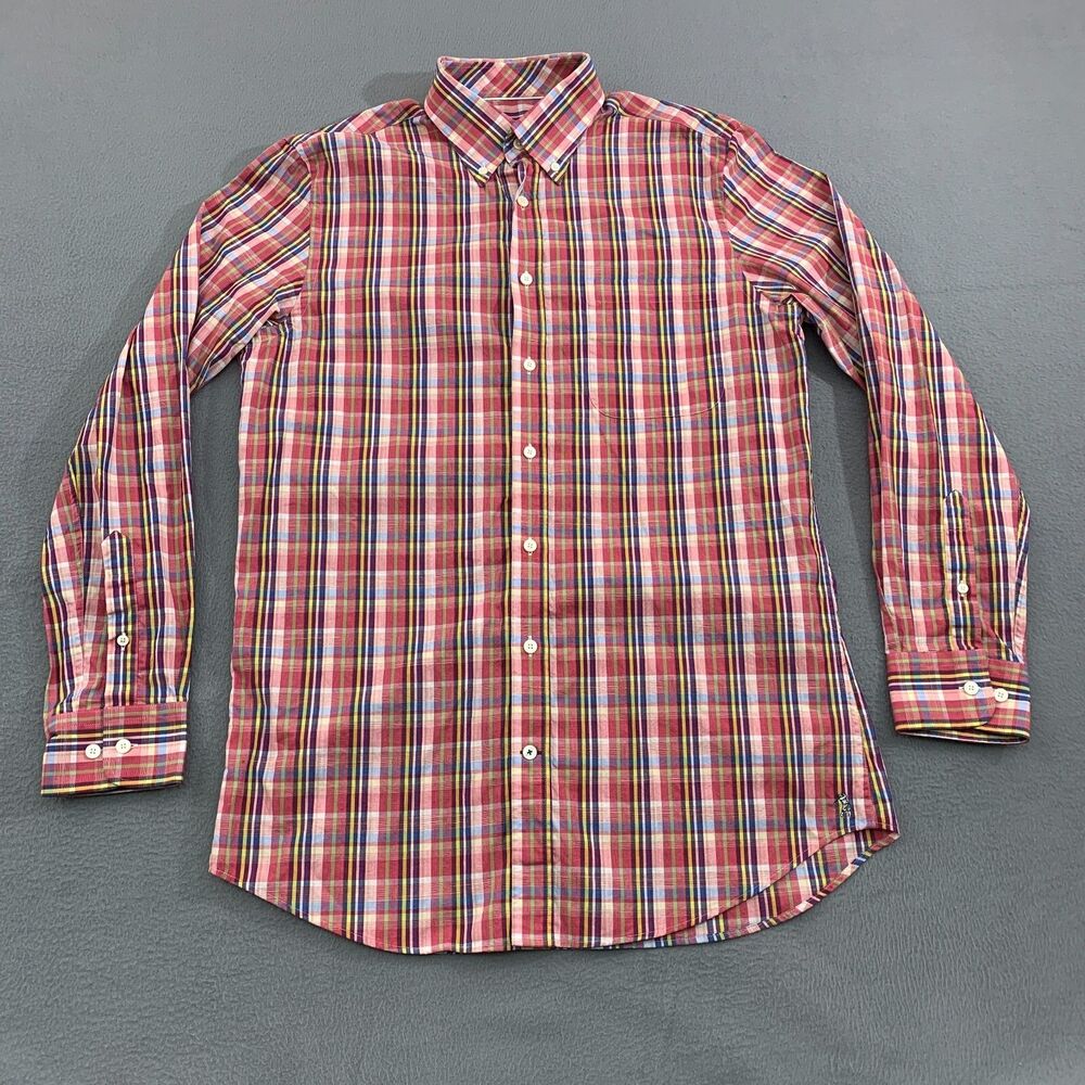 Bobby Jones Button Down Shirt Mens Medium Multicolor Cotton Plaid Long Sleeve